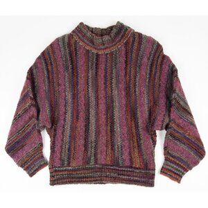 Vintage Colorful Wool Sweater Women's Medium Ms Poodle Canada 80s Knit